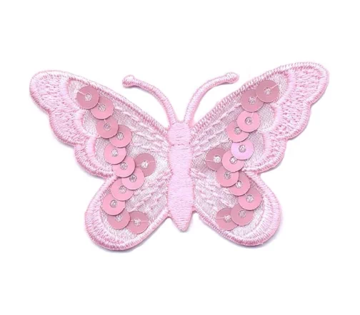 Термоаппликация "Бабочка с пайетками", 3,8 х 6,2 см, розовый, арт. 569477.F