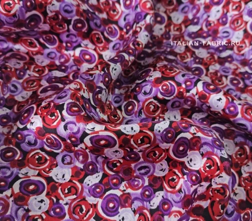 Шелк "Цветы абстракция", цвет филетовый, 1092007-1