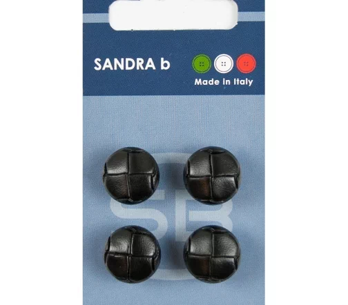 Пуговицы Sandra, на ножке, 15 мм, пластик, 4 шт., черный, CARD153