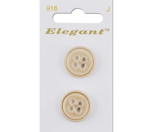 Пуговицы Elegant, арт. 916 I, 4 отв., 19 мм, пластик, 2 шт., бежевый