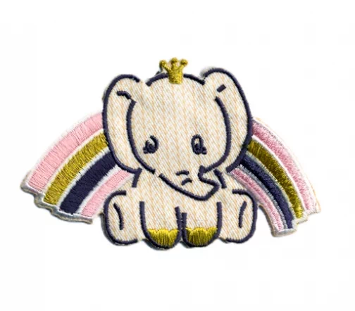 Термоаппликация HKM "Слонёнок и розовая радуга", 10,2 х 6,5 см, 32535