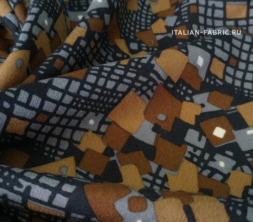 Шерсть плательная "Квадратики", цвет коричневый, 15638-2