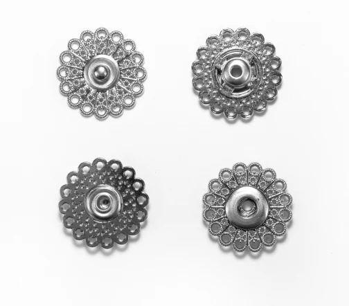 Кнопки ажурные, металл, пришивные, 25 мм, цвет серебро, 02-S-25