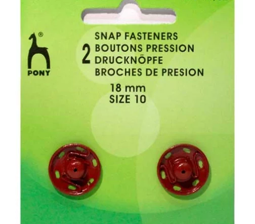 78915/02 PONY Кнопки одежные 18 мм, латунь, красные, 2 шт.