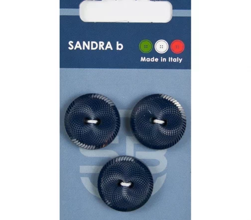 Пуговицы Sandra, 20,5 мм, 2 отв., пластик, 3 шт., темно-синий, арт. CARD109