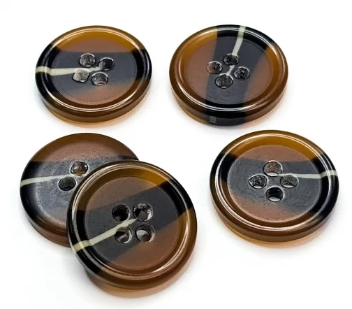 Пуговица DILL, с белой полоской, 4 отв., пластик, цвет коричневый, 20 мм
