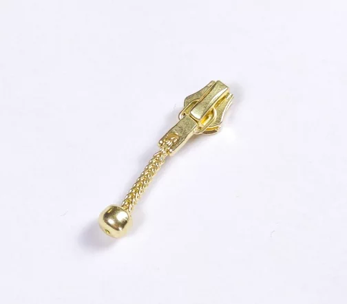 Замочек (курсор) для рулонной молнии RiRi 4мм, Kette (шарик), цвет GO золото