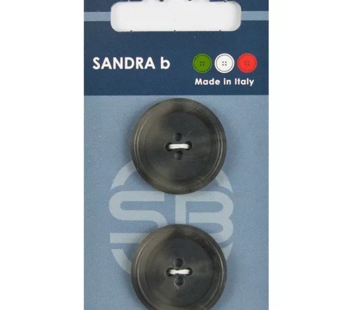 Пуговицы Sandra, 25,5 мм, 4 отв., пластик, 2 шт., цвет серый, CARD188