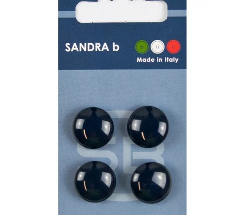 Пуговицы Sandra, на ножке, 15 мм, пластик, 4 шт., темно-синий, арт. CARD105