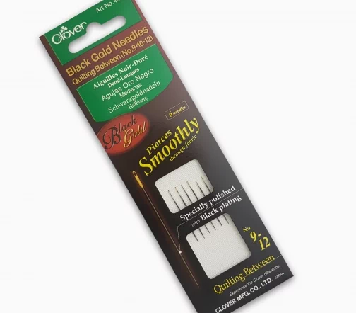 4963 Иглы черно-золотые для квилтинга средние, № 9-12, 6 шт., Clover