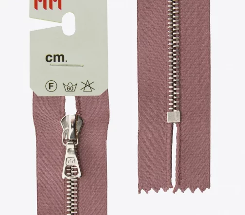 Молния RiRi атласная, металл, неразъём, 4мм 16см, подв. Flach, цепь Ni, цвет 9419, серо-сиреневый