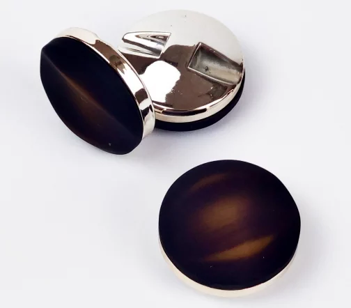 Пуговицы, Union Knopf, круглые, вогнутые, на ножке, пластик, цвет черный/желтый, 25 мм