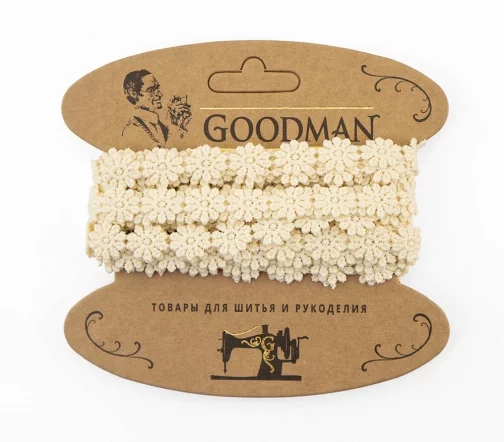 Кружево гипюр GOODMAN, ширина 18 мм, уп./4,5 м, цвет бежевый, 4GB762.371