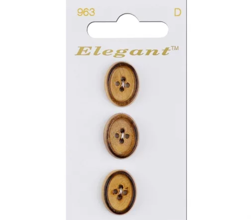 Пуговицы Elegant, арт. 963 G, 4 отв., 19 мм, дерево, 3 шт., коричневый