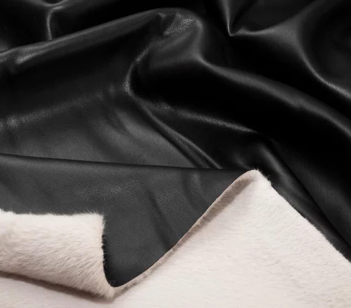 Дубленка искусственная двусторонняя, цвет черный/бежевый, 7102201