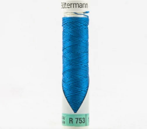 Нить Silk R 753 для фасонных швов, 10м, 100% шелк, цвет 386 королевский синий, Gutermann 703184