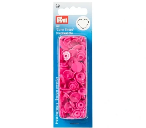 393347 Кнопки Color Snaps сердце, пластик, 12,4мм, цв. розовый, 30шт, Prym