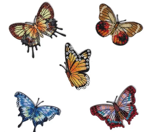 Термоаппликации "Бабочки", 5,5 х 4,8 см, 4 х 7 см, 5 шт., арт. 569760