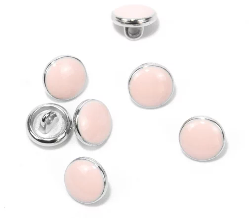 Пуговица Union Knopf, на ножке, металл/пластик, цвет св.розовый/серебро, 10 мм