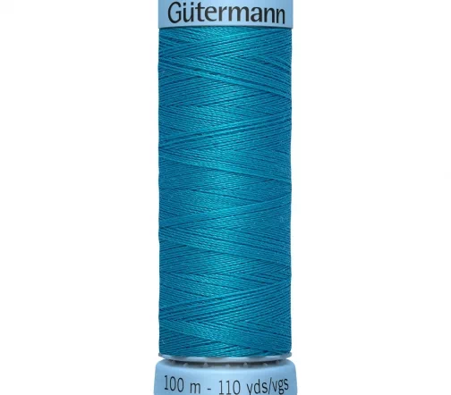 Нить Silk S303 для тонких швов, 100м, 100% шелк, цвет 761 светлая бирюза, Gutermann 744590