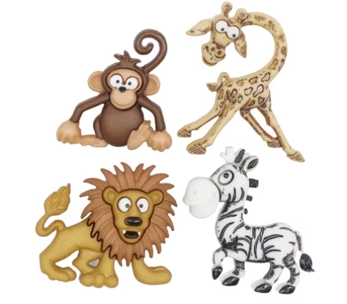 Декоративные пуговицы Dress It Up "Забавное сафари", 4 шт., 7927