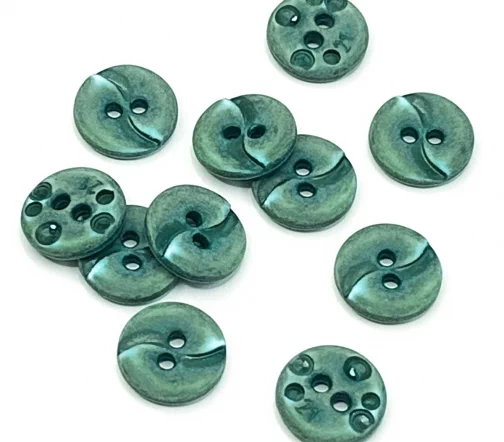 Пуговица DILL, 2 отв., пластик, цвет изумрудный, 13 мм