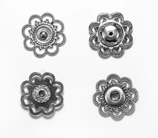 Кнопки ажурные, металл, пришивные, 21 мм, цвет серебро, 01-S-21