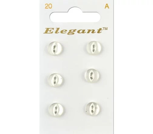 Пуговицы, Elegant, арт. 020 D, 2 отв., 9 мм, пластик, 6 шт.