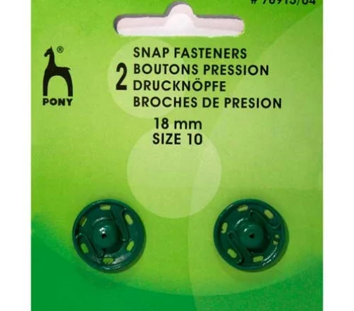 78915/04 PONY Кнопки одежные 18 мм, латунь, зеленые, 2 шт.