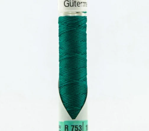 Нить Silk R 753 для фасонных швов, 10м, 100% шелк, цвет 403 т.изумрудно-зеленый, Gutermann 703184