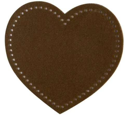Термоаппликация HKM "Сердце из замши коричневое", 6,4 х 6,0 см, 43153