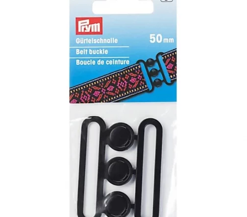 416244 Пряжка для ремня, металл, 50 мм, цвет черный, Prym