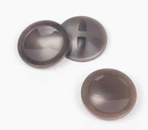 Пуговица c ободком, на ножке, 34 мм, пластик, цвет бежевый