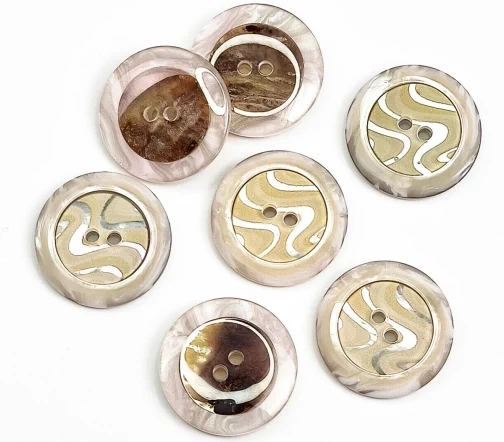 Пуговица Sandra, 22 мм, 2 отв., пластик/перламутр, цвет бежевый