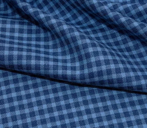 Шерсть костюмно-плательная в сине-голубую клетку, 00113