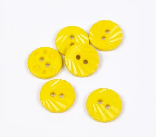 Пуговица DILL, 2 отв., пластик, цвет желтый, 13 мм