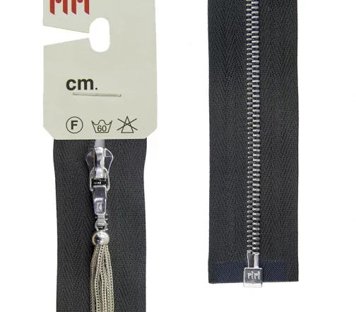 Молния RiRi металл, Ni, слайдер Zuff, 4 мм, разъёмная 1 замок, 60 см, цвет 2108, темно-серый