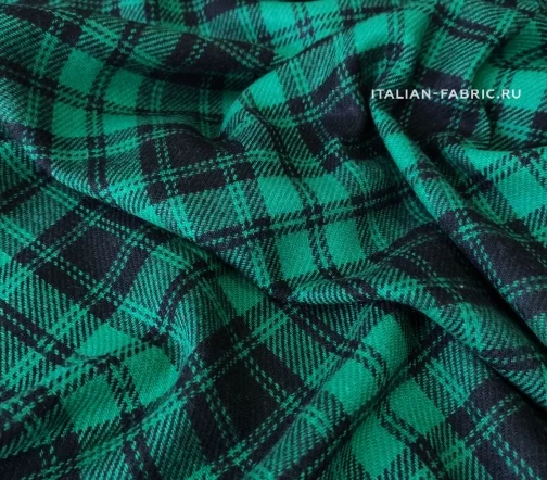Ткань костюмная в изумрудную и черную клетку, 1092025