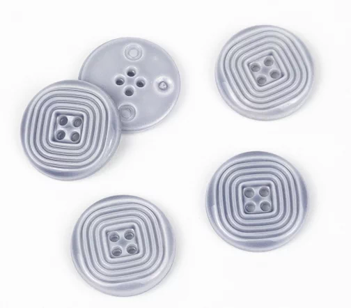 Пуговица, 4отв., пластик, цв. голубой, 15 мм