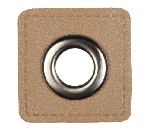Люверс пришивной на патче HKM "Квадрат", 3,3см, 2шт., цвет бежевый, арт. 1200/37