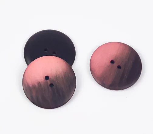 Пуговица, Union Knopf, 2 отв., пластик, цвет черно-розовый, 30 мм