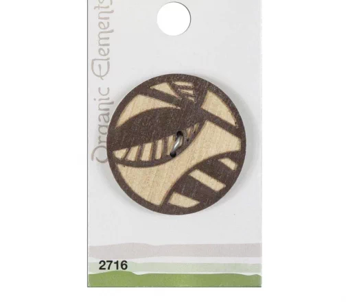 Пуговица Organic Elements, 2 отв., 38 мм, дерево, 1 шт.