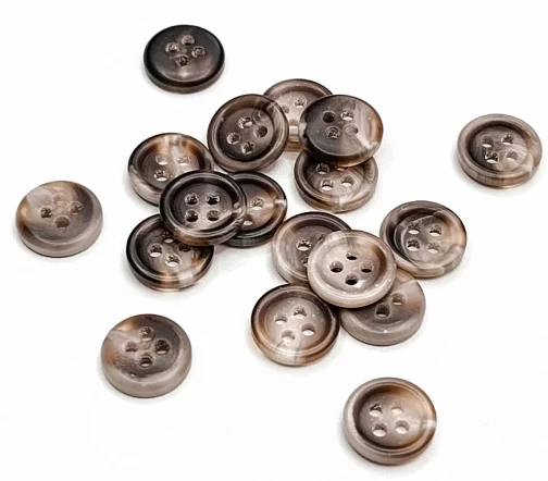 Пуговица DILL, 4 отв., пластик, оттенки коричневого, 11 мм