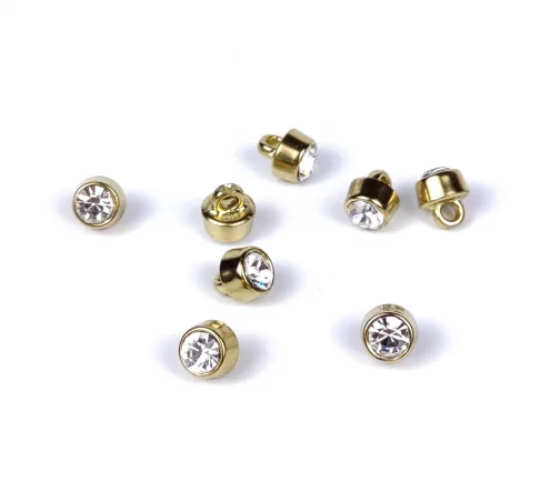 Пуговица DILL с кристаллом, на ножке, пластик, цвет прозрачный/золото, 8 мм