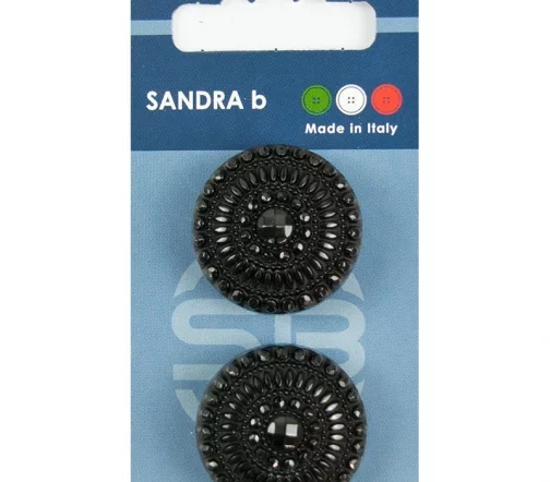 Пуговицы Sandra, на ножке, 28 мм, пластик, 2 шт., черный, CARD178