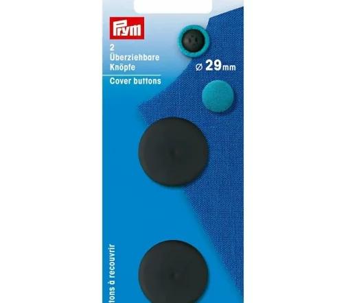 323259 Пуговицы для обтягивания тканью, пластик, 29мм, черный, 2шт., Prym