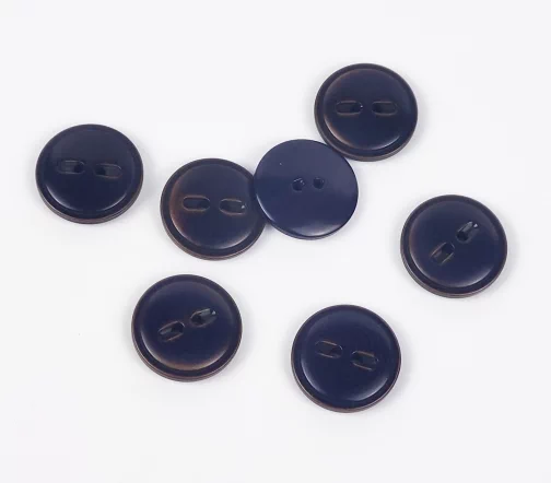 Пуговицы, Union Knopf, "Круглые", 2 отв. с прорезями в бок, семя пальмы, цвет черно-синий, 18 мм