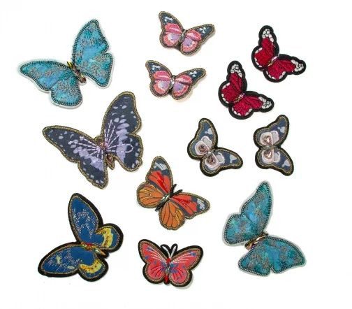Аппликации пришивные "Бабочки с камнями", 12 шт. в наборе