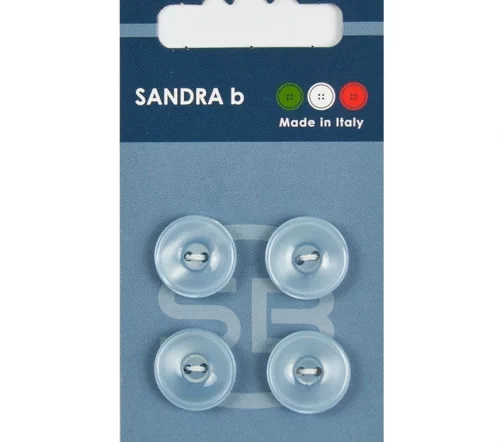 Пуговицы Sandra, 15 мм, 2 отв., пластик, 4 шт., голубой, арт. CARD124