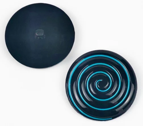 Пуговица, Union Knopf, "Спираль", на ножке, пластик, цвет черно-голубой, 42 мм
